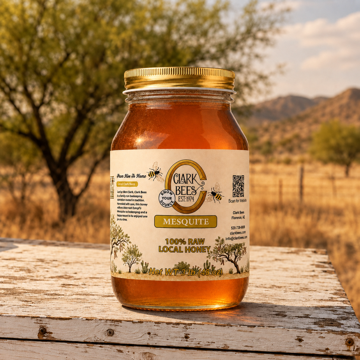 Raw Arizona Mesquite Honey –  Glass Round