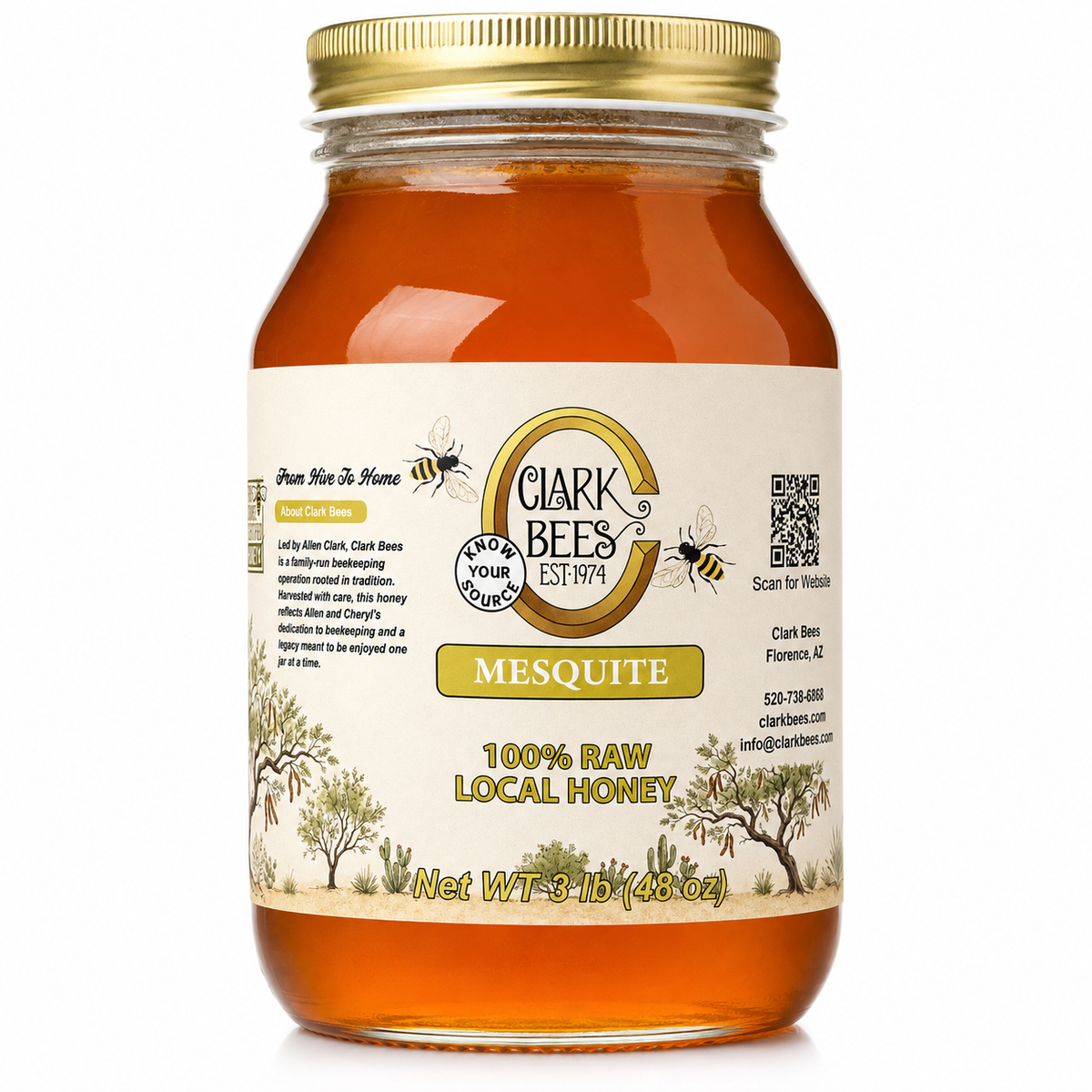 Raw Arizona Mesquite Honey –  Glass Round