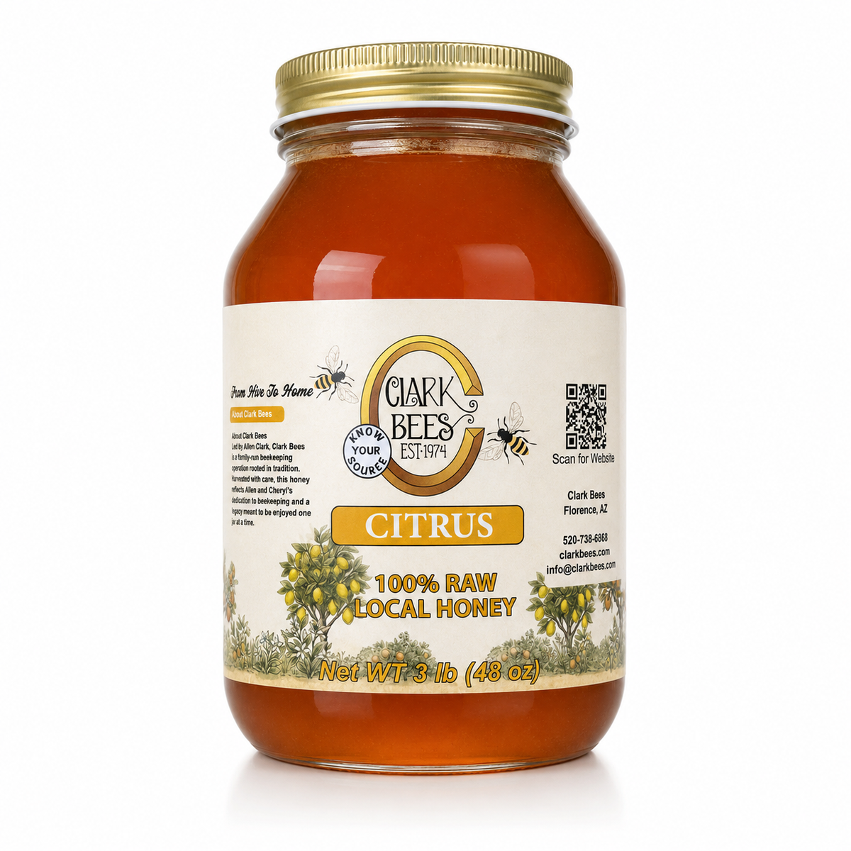 Raw Arizona Citrus Honey –  Glass Round