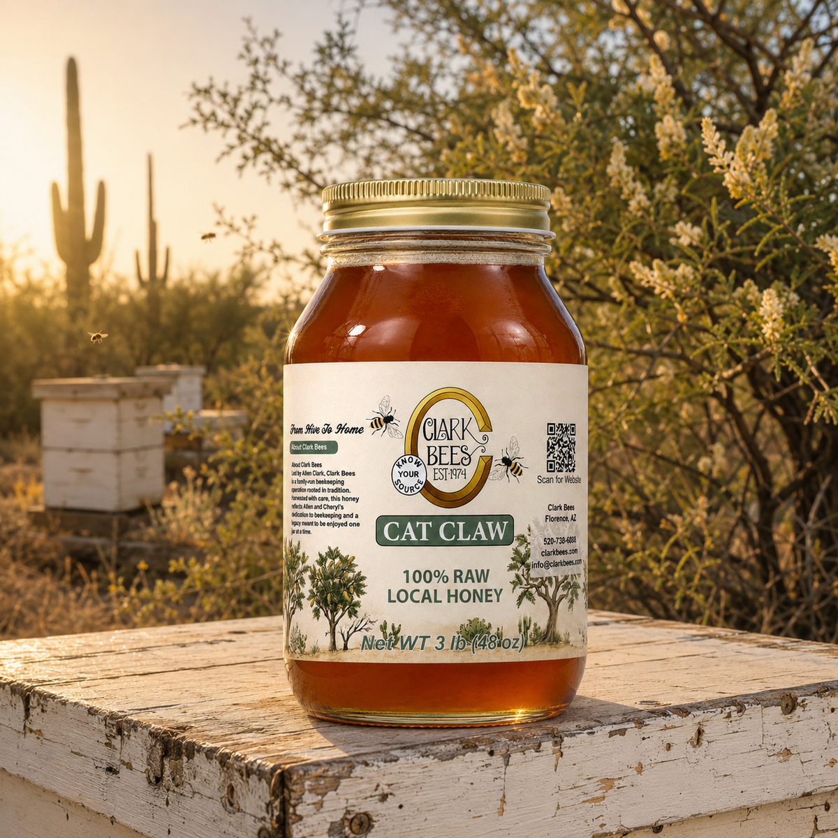 Raw Arizona Cat Claw Honey –  Glass Round