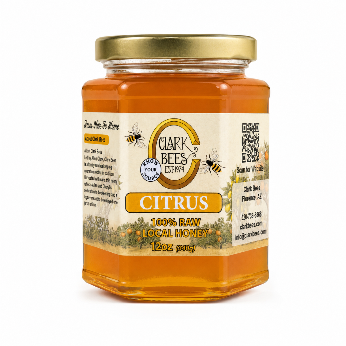 Raw Arizona Citrus Honey – Glass Hex