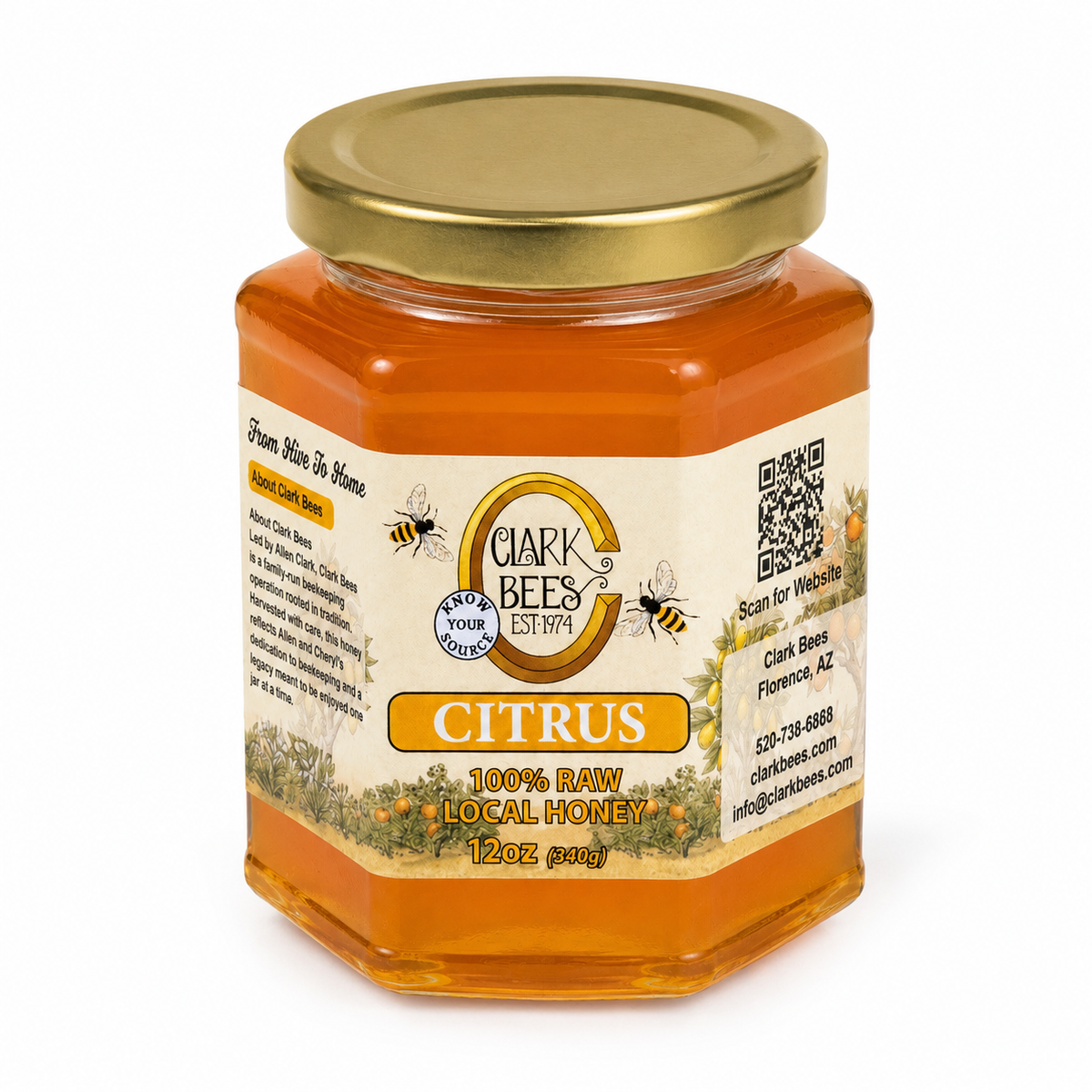 Raw Arizona Citrus Honey – Glass Hex