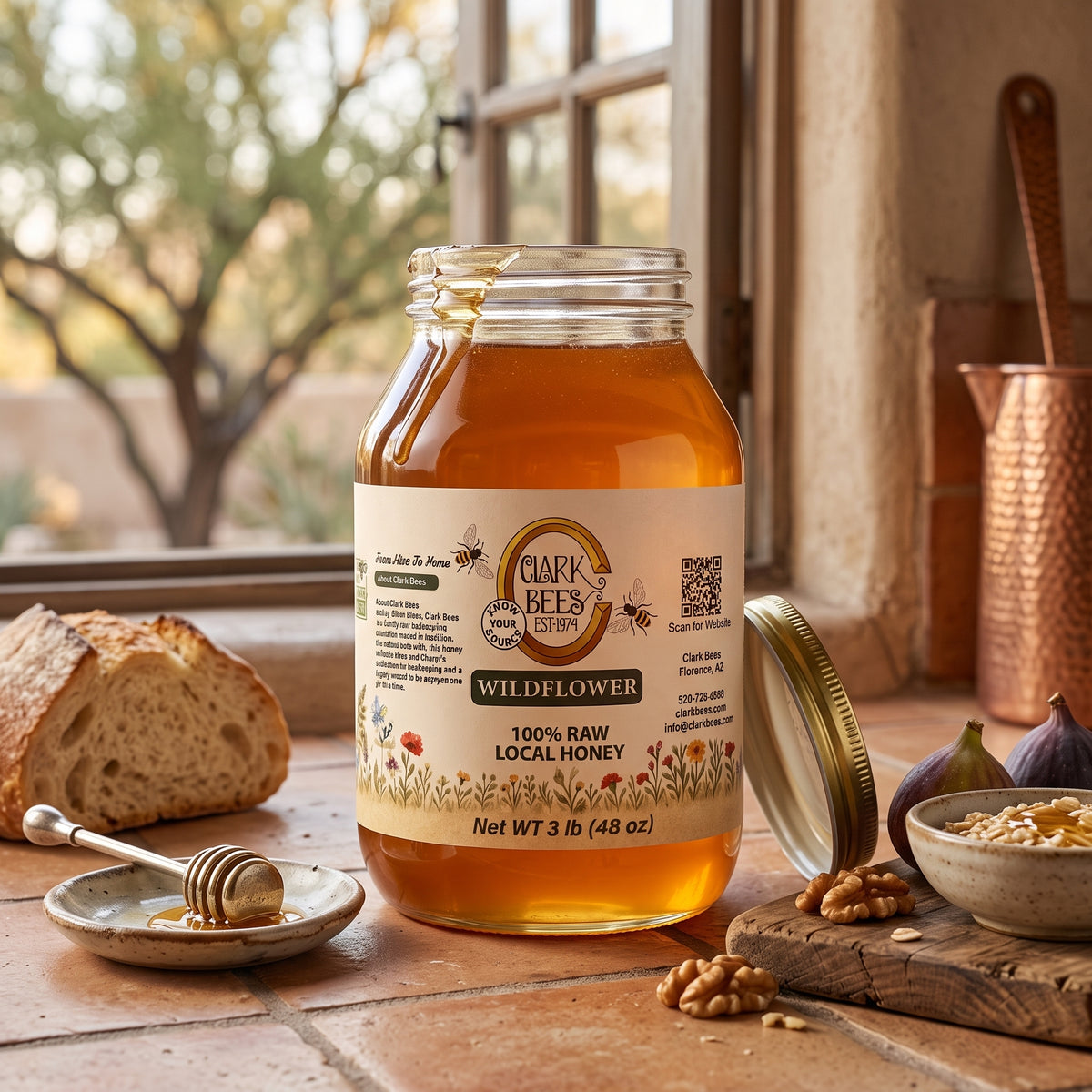 Raw Arizona Wildflower Honey –  Glass Round