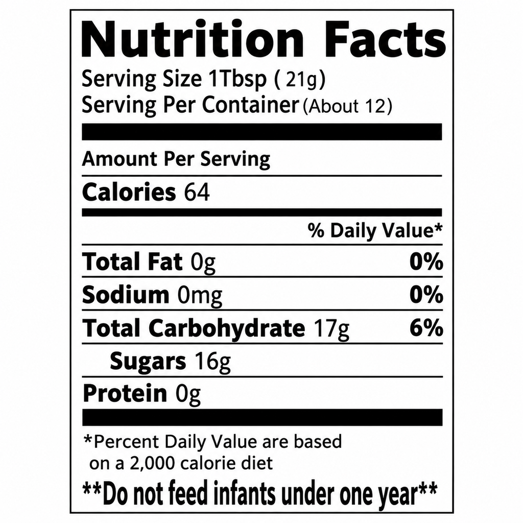 Nutrition facts label for a product with specific serving size and details.