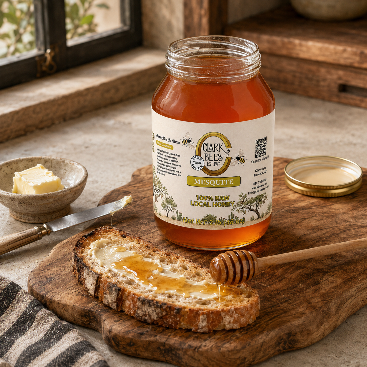 Raw Arizona Mesquite Honey –  Glass Round